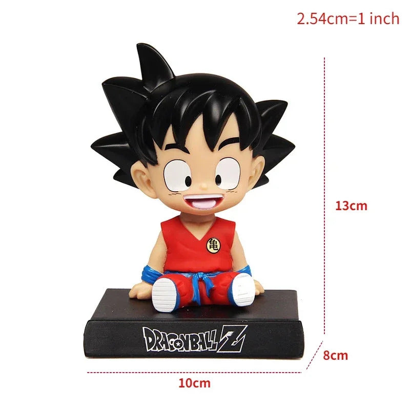 Dragon Ball Z Dolls Phone Holder Anime Figure Son Goku Kuririn Shaking His Head Dolls Car Ornaments Car Accessories Kids Toys