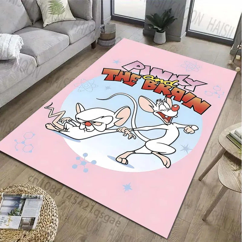Classic Cartoon Pink The Brain Patter Carpet for Living Room Bedroom Bedside Bathroom Floor Mat Area Rug Sofa Mat Home Decor