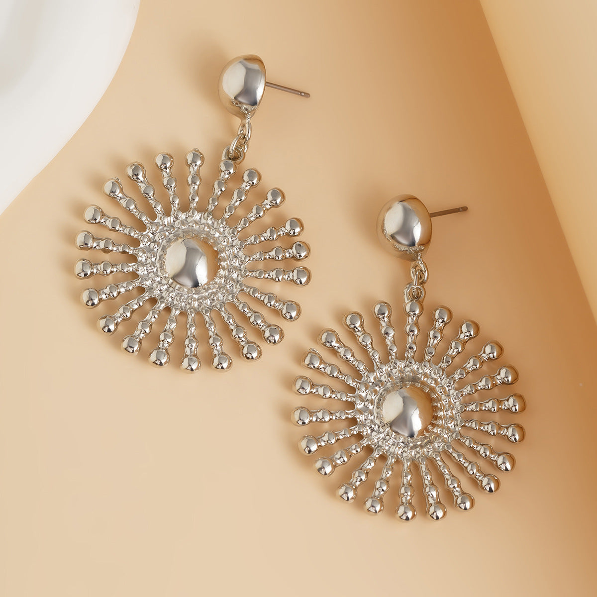 Personalized pleated hollow heart earrings various combinations of sunflower alloy earrings