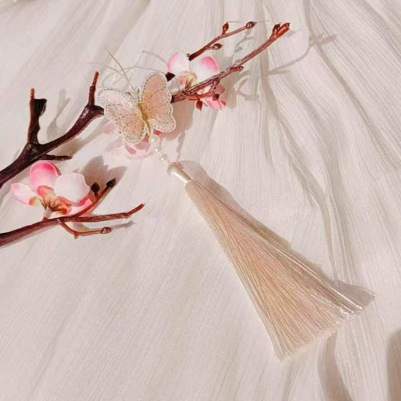 Ancient Style New 22-Color Embroidery Butterfly Tassel Hanfu Horse-Face Skirt National Style Children's Clothing Small Tassel Decorative Pendant
