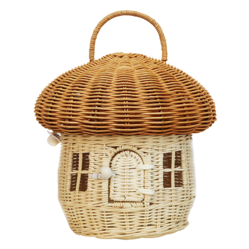 Acorn Handbag Handmade Rattan Mushroom Storage Box Children's Toy Basket Woven Storage Basket Photography Props