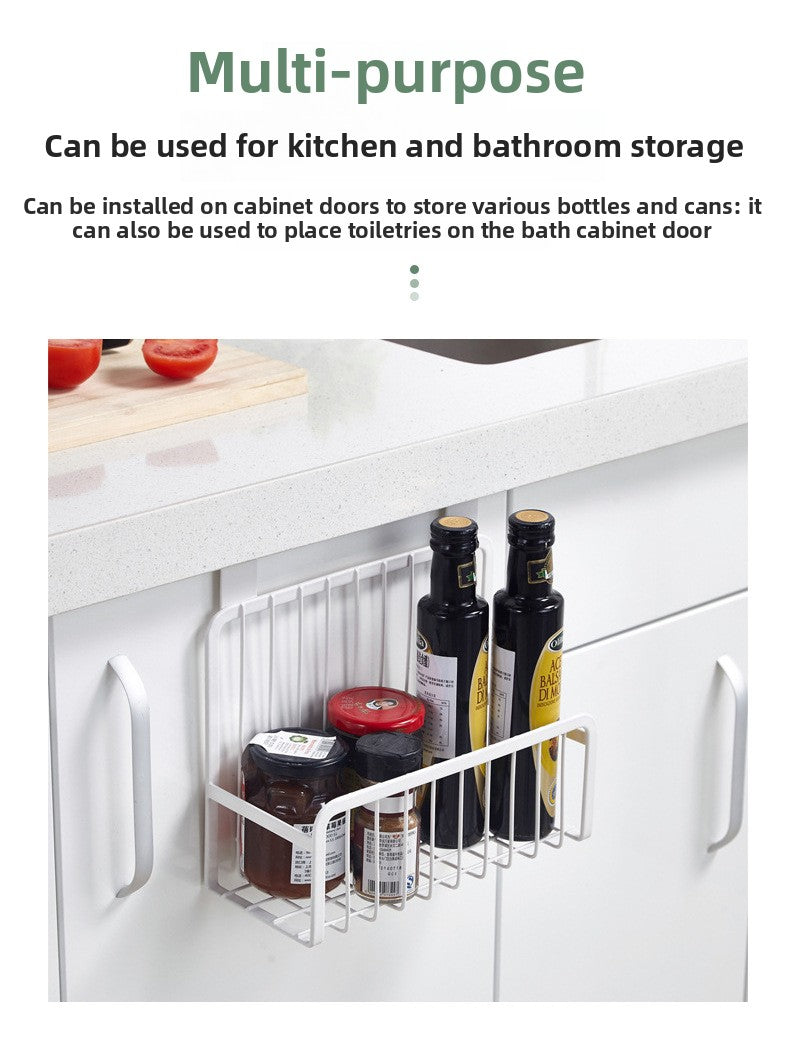 Home Storage Door Rear Hanging Basket Kitchen Condiment Storage Rack Cleaning Cloth Storage Basket Cloth Rack Iron