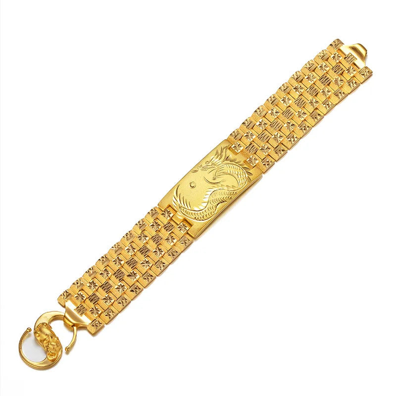 9999 24K  real gold store, same style gold bracelet for men and women, powerful and exquisite jewelry