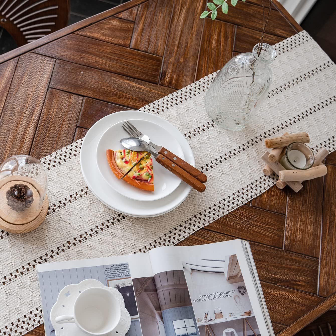 Hollow New Table Runner White Woven Tassel Table Runner Home Dining Table Decoration Table Runner Coffee Table Shoe Cabinet Background Cloth