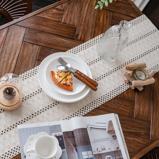 Hollow New Table Runner White Woven Tassel Table Runner Home Dining Table Decoration Table Runner Coffee Table Shoe Cabinet Background Cloth