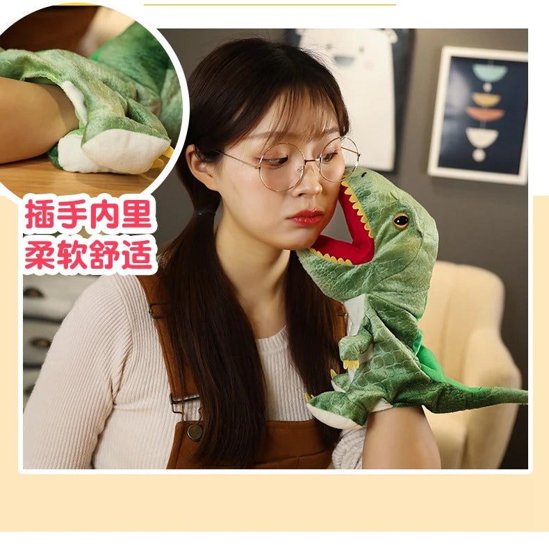 New Cute Glove Dinosaur Plush Hand Puppets Soft Stuffed Cartoon Telling Learning Funny Accompany Toy Baby Birthday Gift