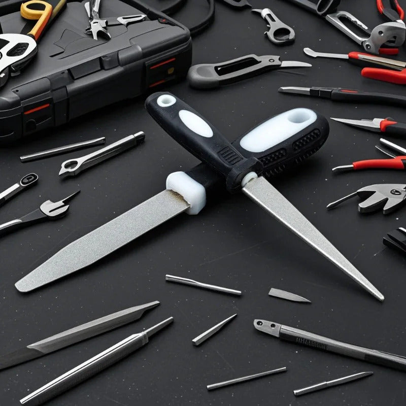 Diamond Sharpening Stone With One Stone And Two Birds Double-sided Flat And Curved Design Easy To Grip Handle Knife SharpenerNew