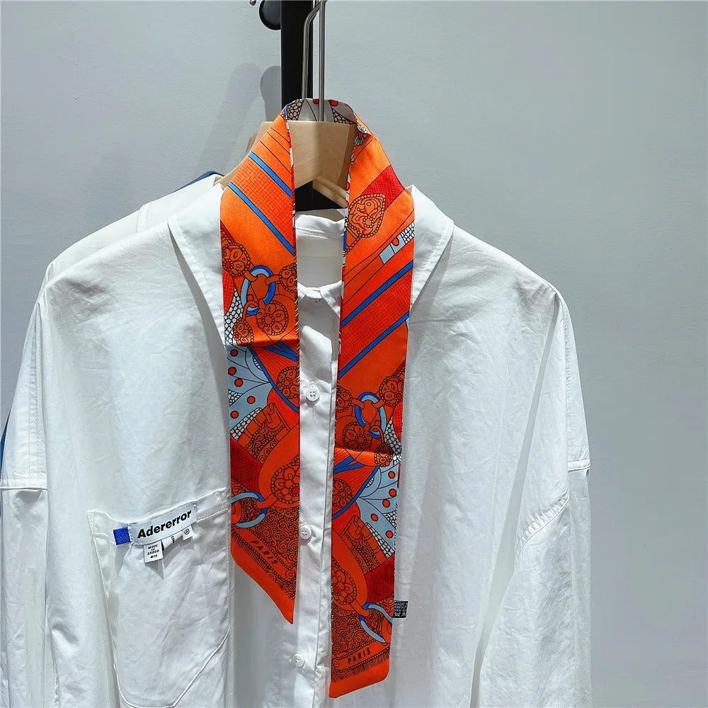 Fashion New Women's Twill Decorative Ribbon Small Scarf Binding Bag Handle Ribbon Hair Band Small Scarf Headband Scarf for Women