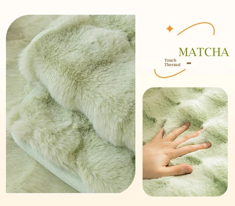 Rabbit Plush Sofa Cover Winter Thickening Warm Plush Cushions Non-Slip Living Room Leather Sofa Backrest Armrests Super Soft