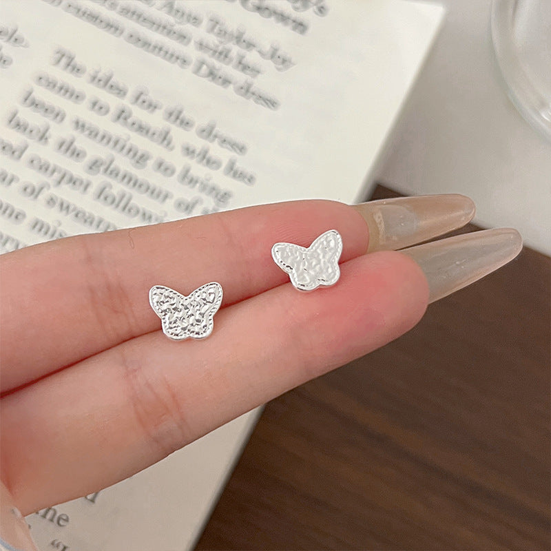 925 Silver Needle Love Butterfly Gravel Fashionable and Versatile Earrings Niche Unique Design Pearl Flower Earrings Earrings