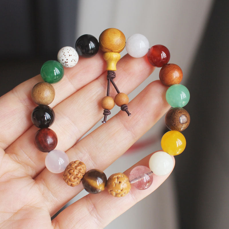 Lingyin New Eighteen Seeds Bodhi Bracelet for Men and Women Couples Bracelet Eighteen Seeds Buddha Beads 18 Seeds Multi-Treasure Bodhi