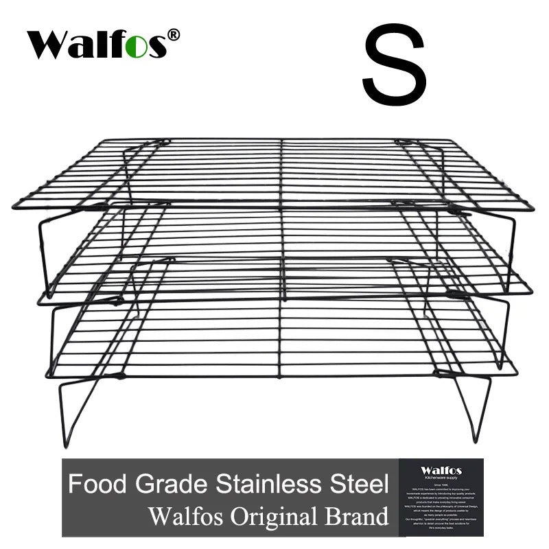 WALFOS Stainless Steel Nonstick Wire Grid Baking Tray Cake Cooling Rack Oven Kitchen Pizza Bread Barbecue Cookie Biscuit Holder