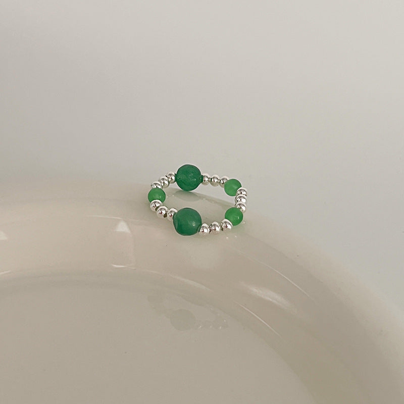 Color Crystal Beaded Ring Niche Design High-grade Finger Ring Light Luxury Elegant All-match Ring Accessories