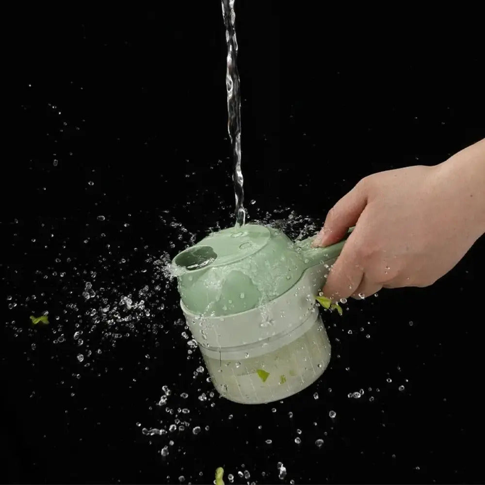 Plastic Electric Vegetable Cutter Set Handheld with Brush Garlic Cutter Anti-splash cup 4 in 1 Vegetable Cutter Kitchen Tools