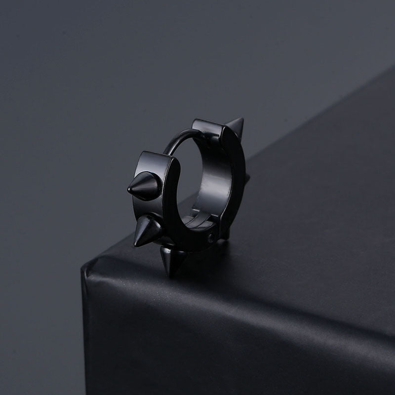 Punk Stainless Steel Spike Rivet Earrings Titanium Steel Ear Cuffs Unisex Alternative European and American Fashion Earrings Ear Jewelry
