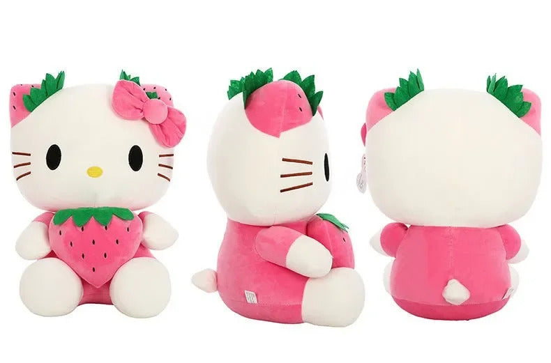 22cm Sanrio KT Cat Plush Toys Kawaii Strawberry KT Cat Plush Doll Home Decor Plushie Toy Girl Birthday Gift