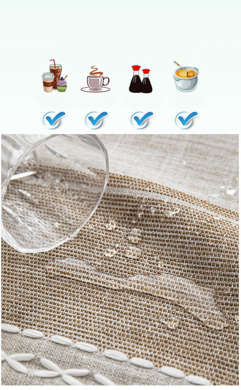 Cross-border INS Waterproof Tablecloth Home Use Imitation Cotton Linen Dining Tablecloth Modern Simple Tablecloth Table Mat Cover Towel Wholesale in Stock