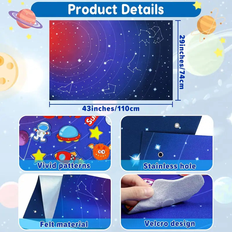Montessori Felt Board Story Set Toys Preschool Learning Activities Board toys Outer Space Scientific Cognition Party Decorations