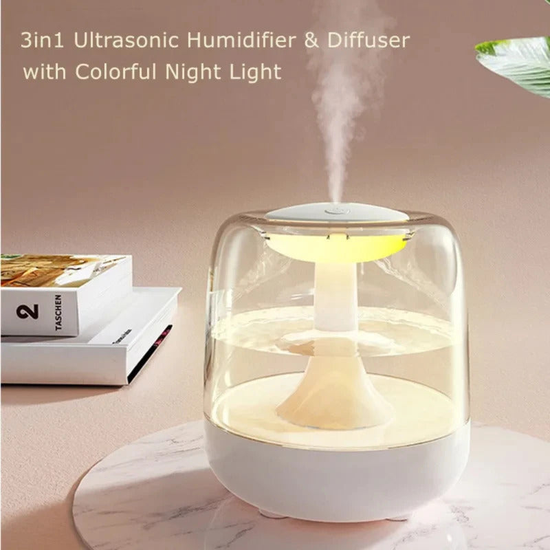 Transparent Ultrasonic Essential Oil Diffuser Cool Mist Humidifier Quiet Bedroom Desk