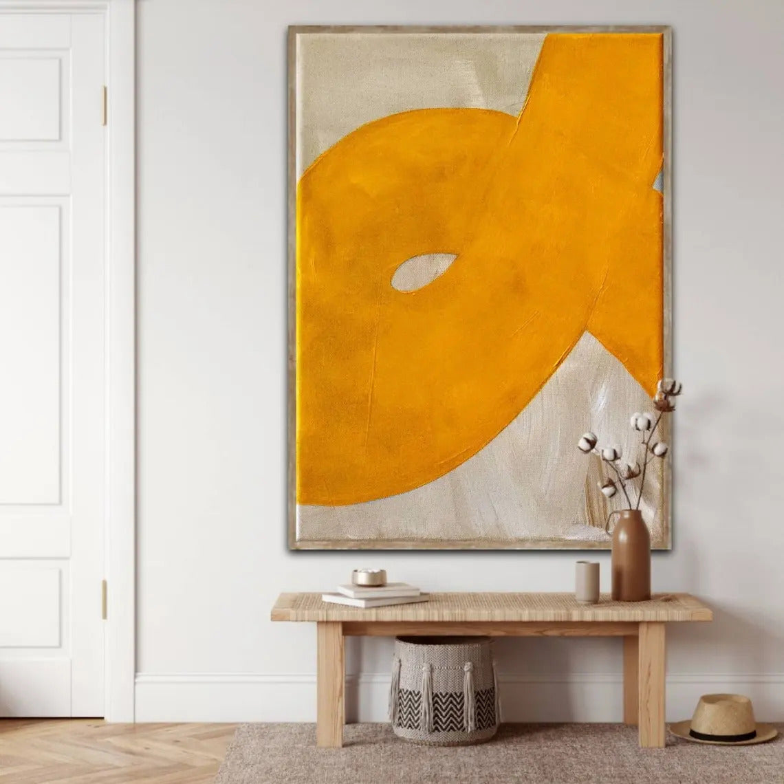 Large Abstract Wall Art Beige and White Painting Abstract Handmade Painting Living Room Home Decor Minimalist Contemporary Art