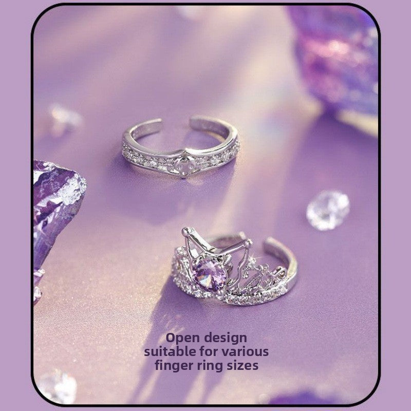 Couple's Ring Love About Kulomi Ring Opening Adjustable Inlay Purple Diamond Fashion All-match Elegant