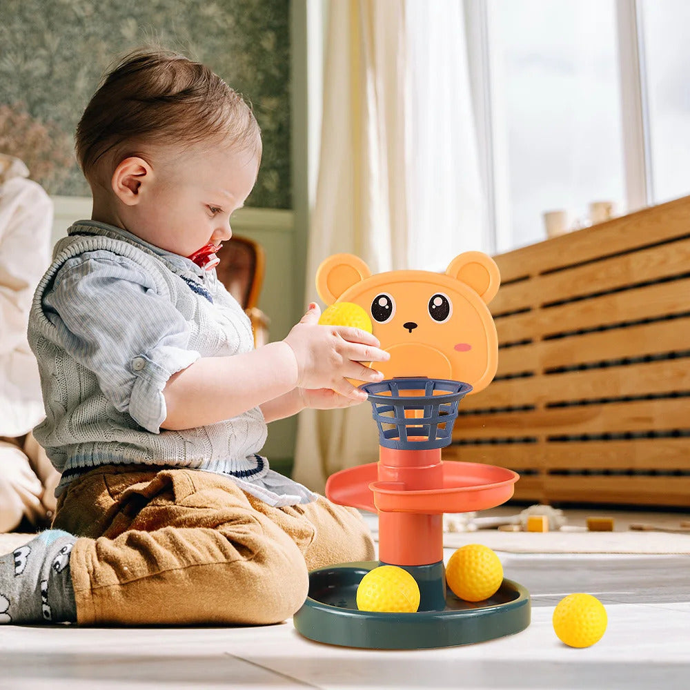 2-7 Layes Track Rolling Ball Pile Tower Early Educational Toy for Babies Rotating Track Educational Stacking Toy for Kids Gift