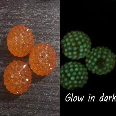 Newest  20mm 100pcs/bag Resin Rhinestone Glow In Dark Beads For Fashion Chunky Jewelry/Necklace
