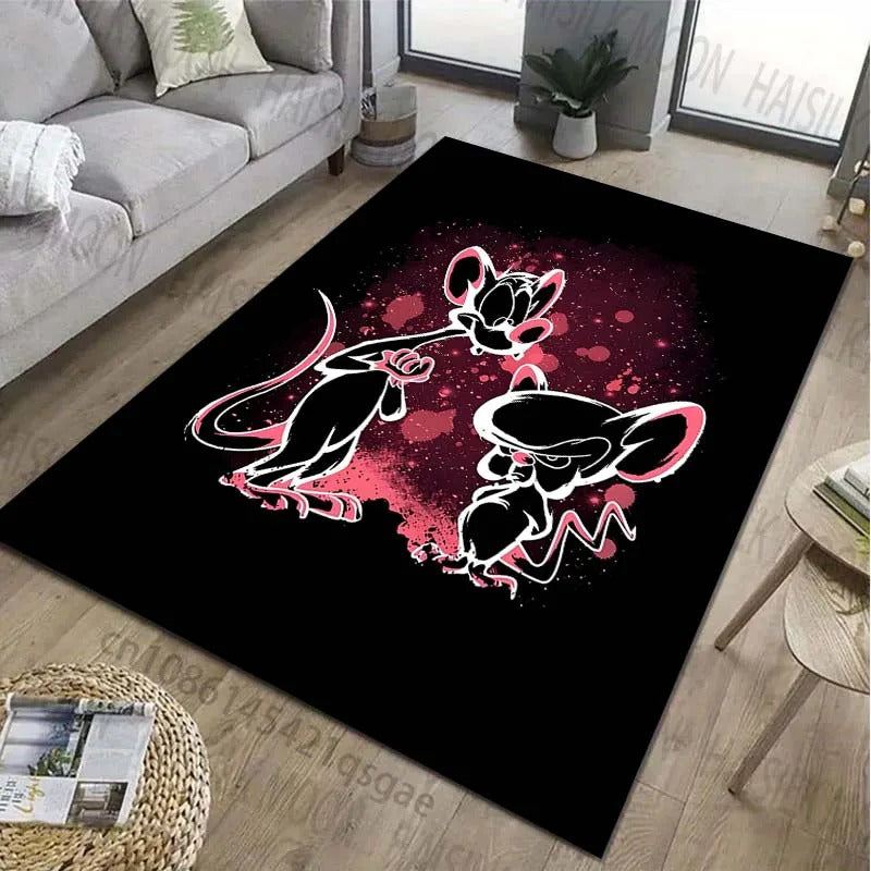 Classic Cartoon Pink The Brain Patter Carpet for Living Room Bedroom Bedside Bathroom Floor Mat Area Rug Sofa Mat Home Decor