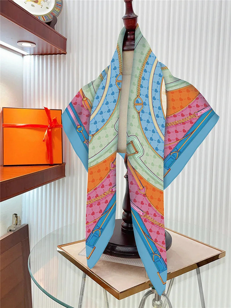 New Year Gift 90cm Large Square Scarf Scarf Women'S Scarves Spring And Autumn Style Fashion Shawl European American Twill Print