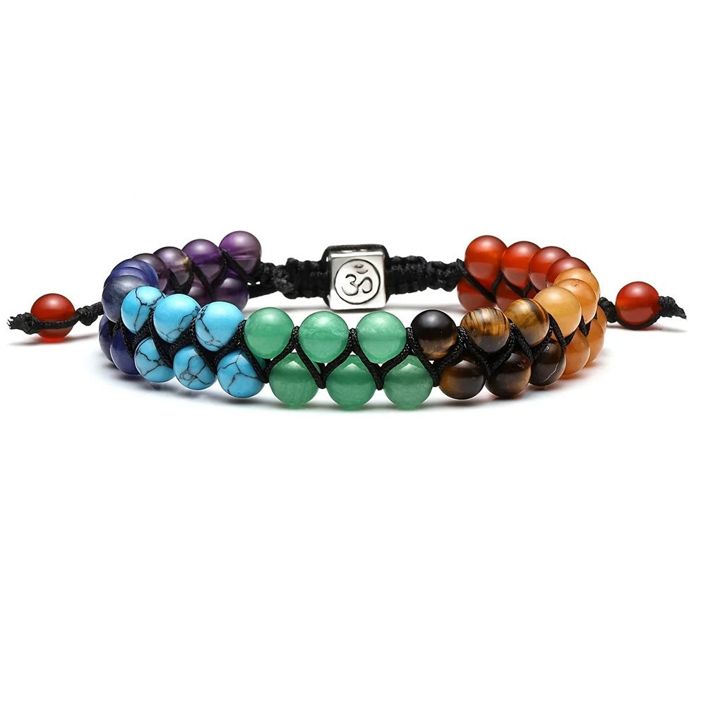 7 Chakra Yoga Natural Stone Handmade Woven Bracelet Bohemian Raw Stone Crystal Bracelet Niche
