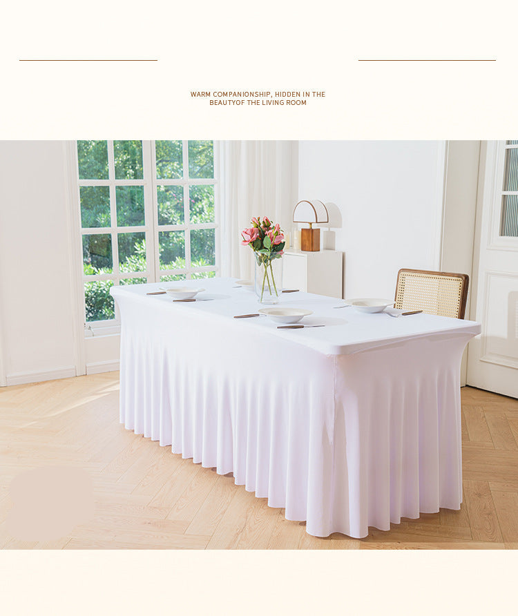 Elastic Table Cover Wedding Banquet 6FT Sun Skirt Rectangular Hem Hotel Party