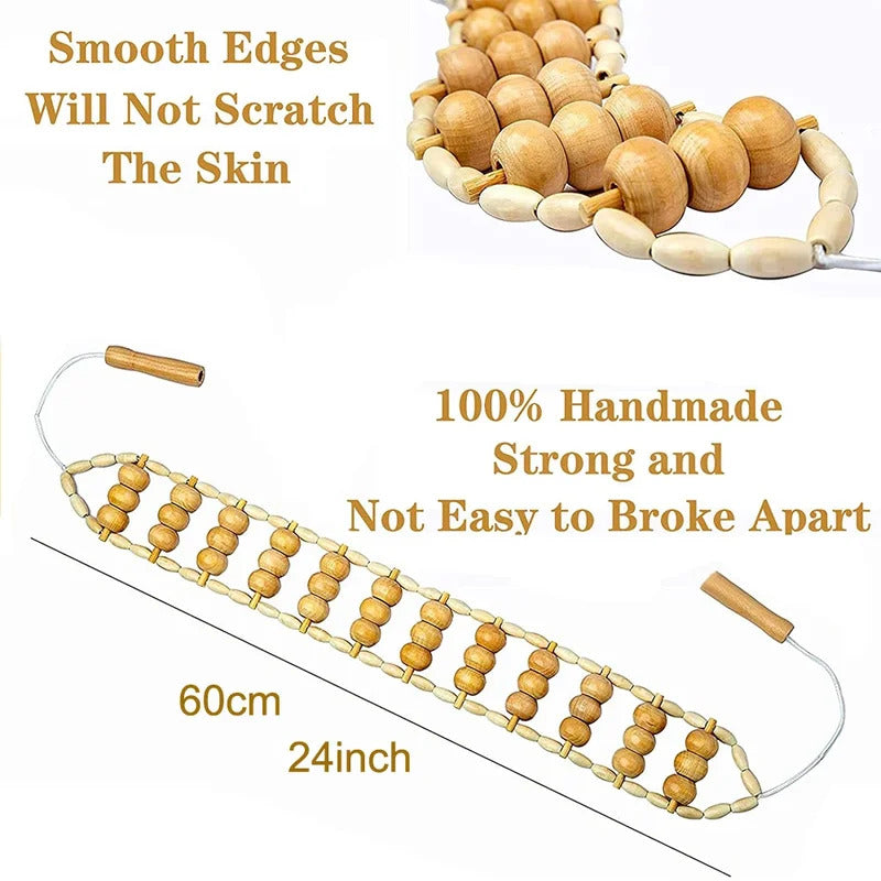 Wood Back Massage Roller Rope, Wood Therapy Cellulite Massage Tools, Self Massage Tools for Neck Leg Back Pain Relief Body Care