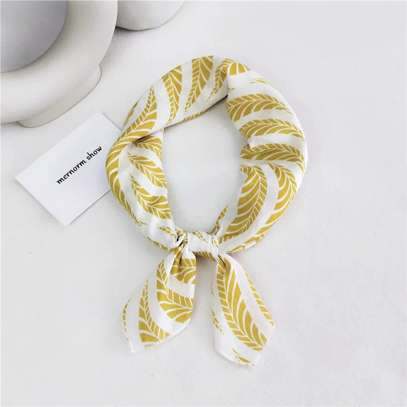 Cotton Linen 55cm Square Scarf Women Kerchief Flower Print Geometric Neckerchief Scarves  Headwrap Bandanas Hairband Headbands