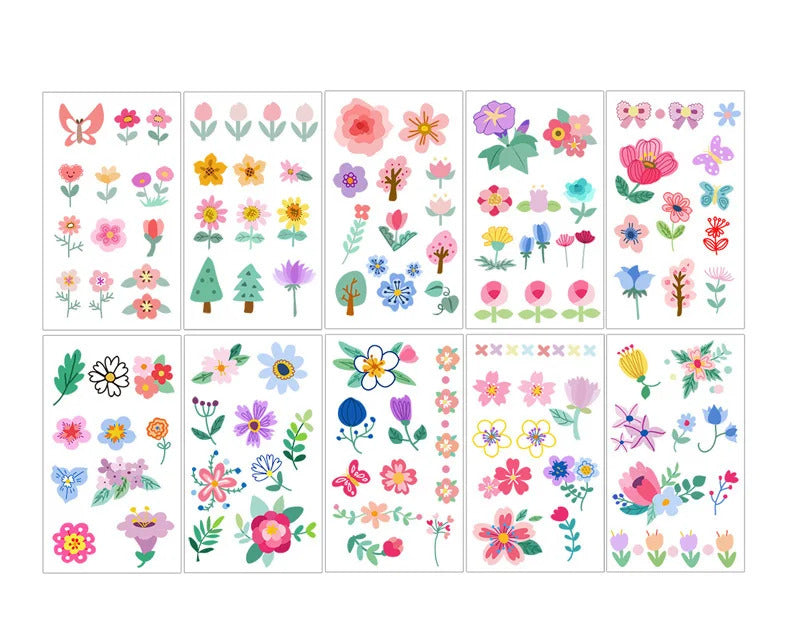 10 Pack Fake Tattoo Stickers Cartoon Temporary Tattoos Kids Arms Diy Body Art Cartoon Collection Mermaid Animals Astronaut