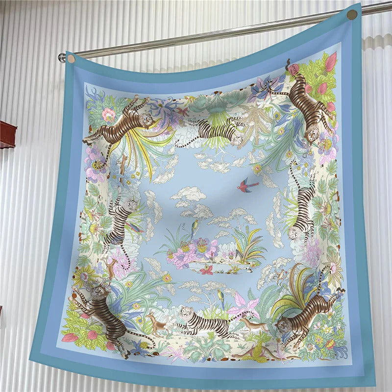 New Year Gift 90cm Large Square Scarf Scarf Women'S Scarves Spring And Autumn Style Fashion Shawl European American Twill Print