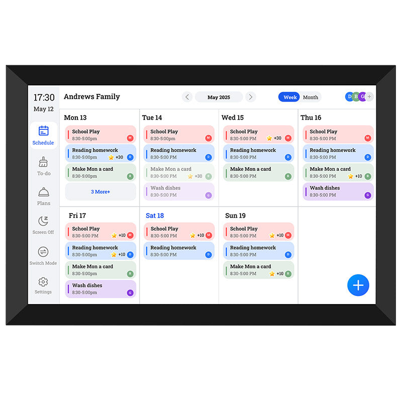 All-in-One Family Smart Calendar: Touch Screen Wall Display w/ Desk Stand - Sync Schedules, Chores, Photos & Videos via App| Never Miss an Event!"