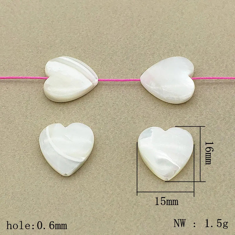 New Arrival! 15/17mm 100pcs Natural Shell Beads Heart Charm For Handmade Necklace/Earrings DIY Parts,Jewelry Findings&Components