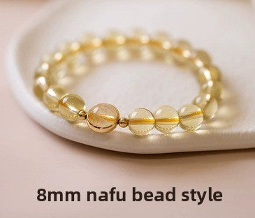 Natural Citrine Bracelet Women's Bracelet Rutile Gold Rutilated Quartz Bracelet Brazil Scattered Beads Money Drawing and Luck Changing Gifts for Girlfriend