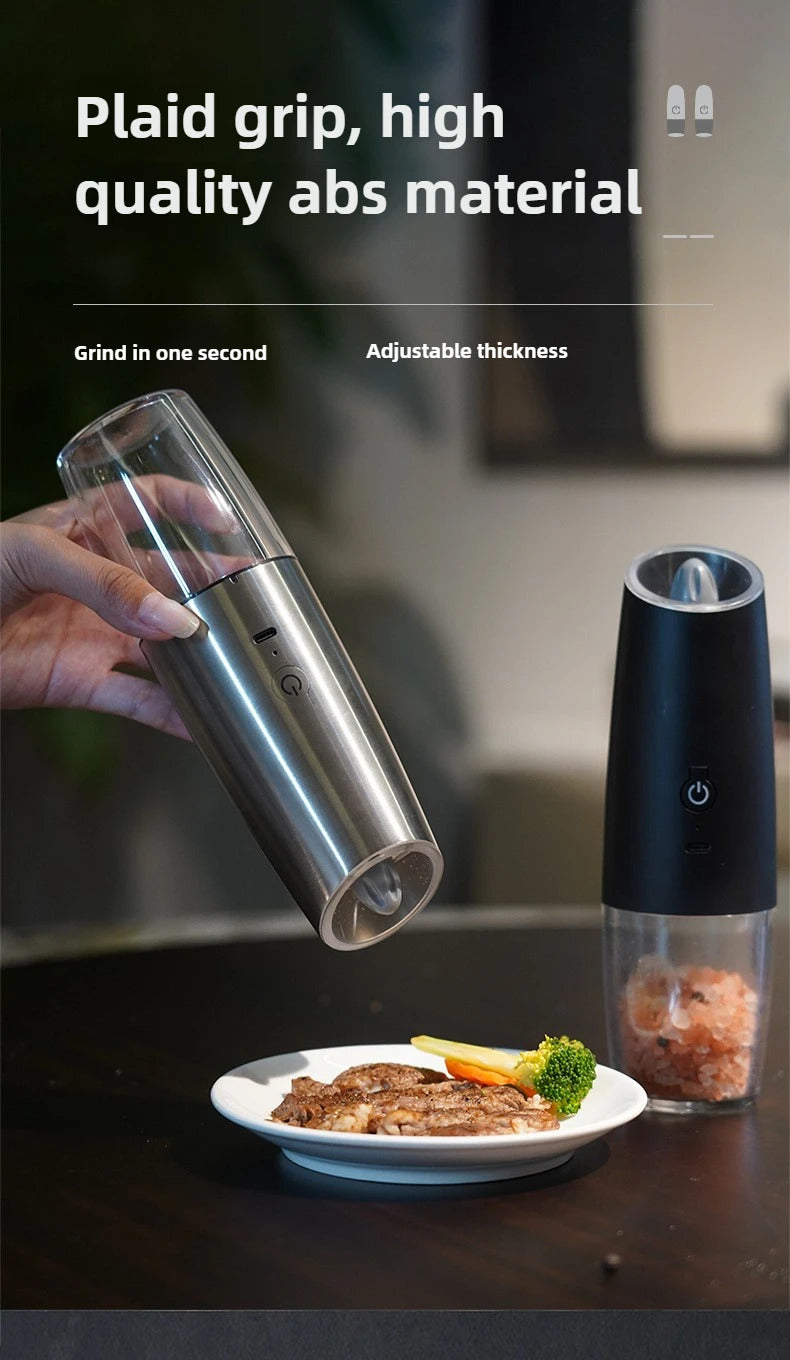 USB Rechargeable Electric Salt and Pepper Grinder Adjustable Coarseness Large Capacity Auto Spices Grinders Kitchen Cooking Tool