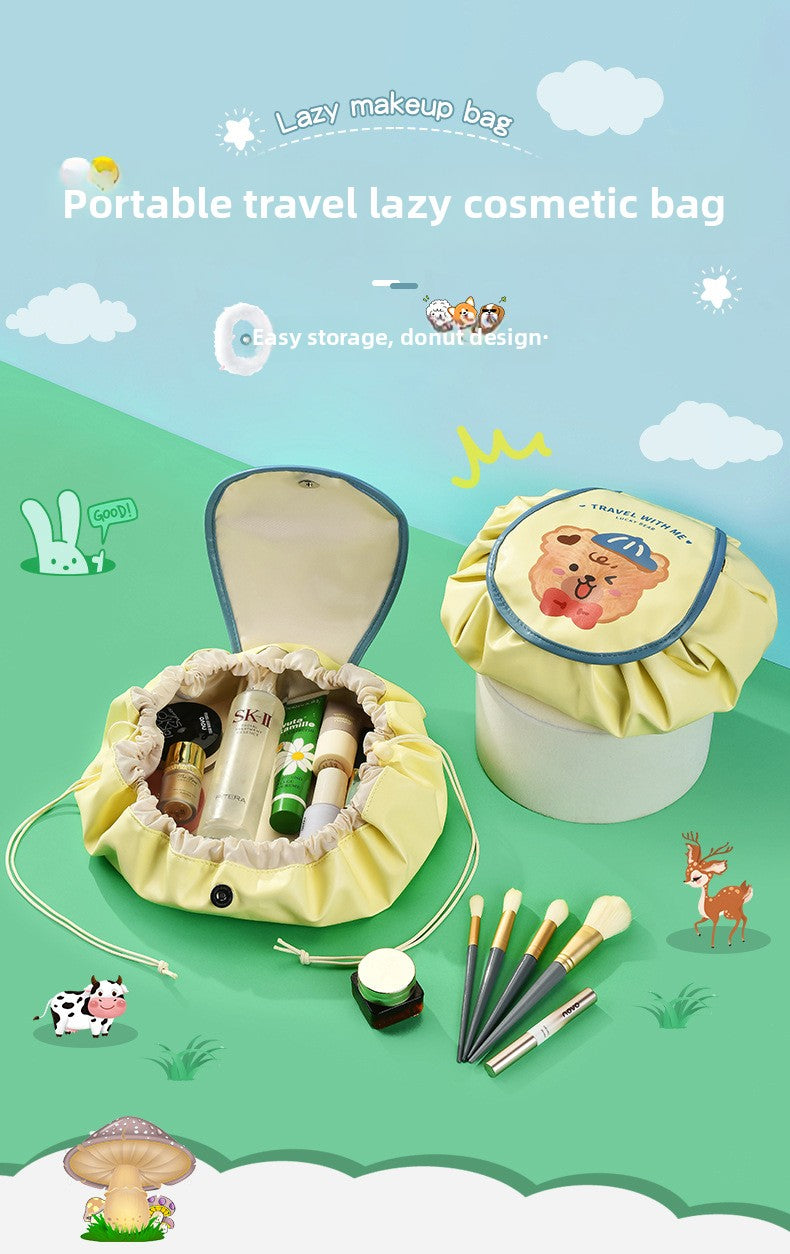 Cute and Lazy Cosmetic Bag Drawstring Bag Large Capacity Portable Cord-Pull Bag Drawstring Skin Care Products Buggy Bag Wash Bag