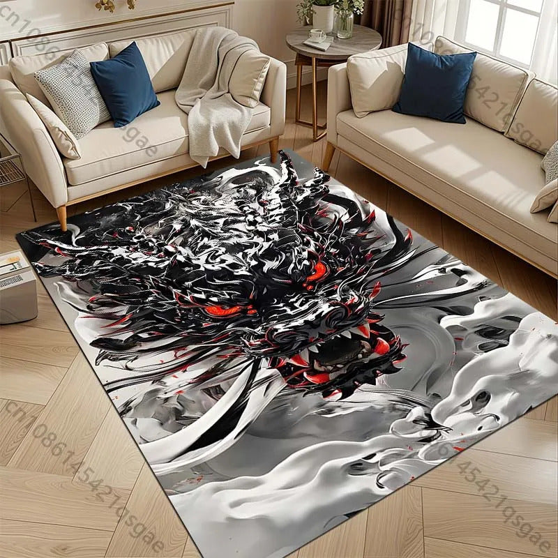 1PC Domineering Oriental Dragon Print Rug Carpets for Bedroom Living Room Sofa Mat Door Mat Dressing Room Rugs for Gifts