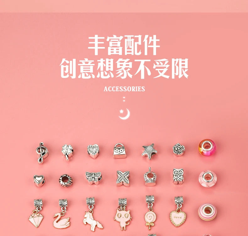 DIY Beaded Bracelet Set with Storage Box for Girls Gift Acrylic European Large Hole Beads Handmade Diy Jewelry Making Kit