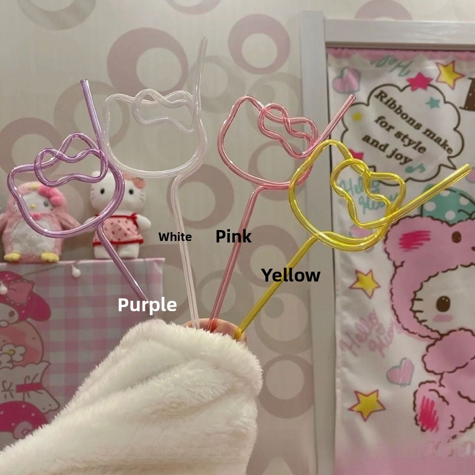 Kitty personalized straw ins color straw hose cute girls high value repeated use