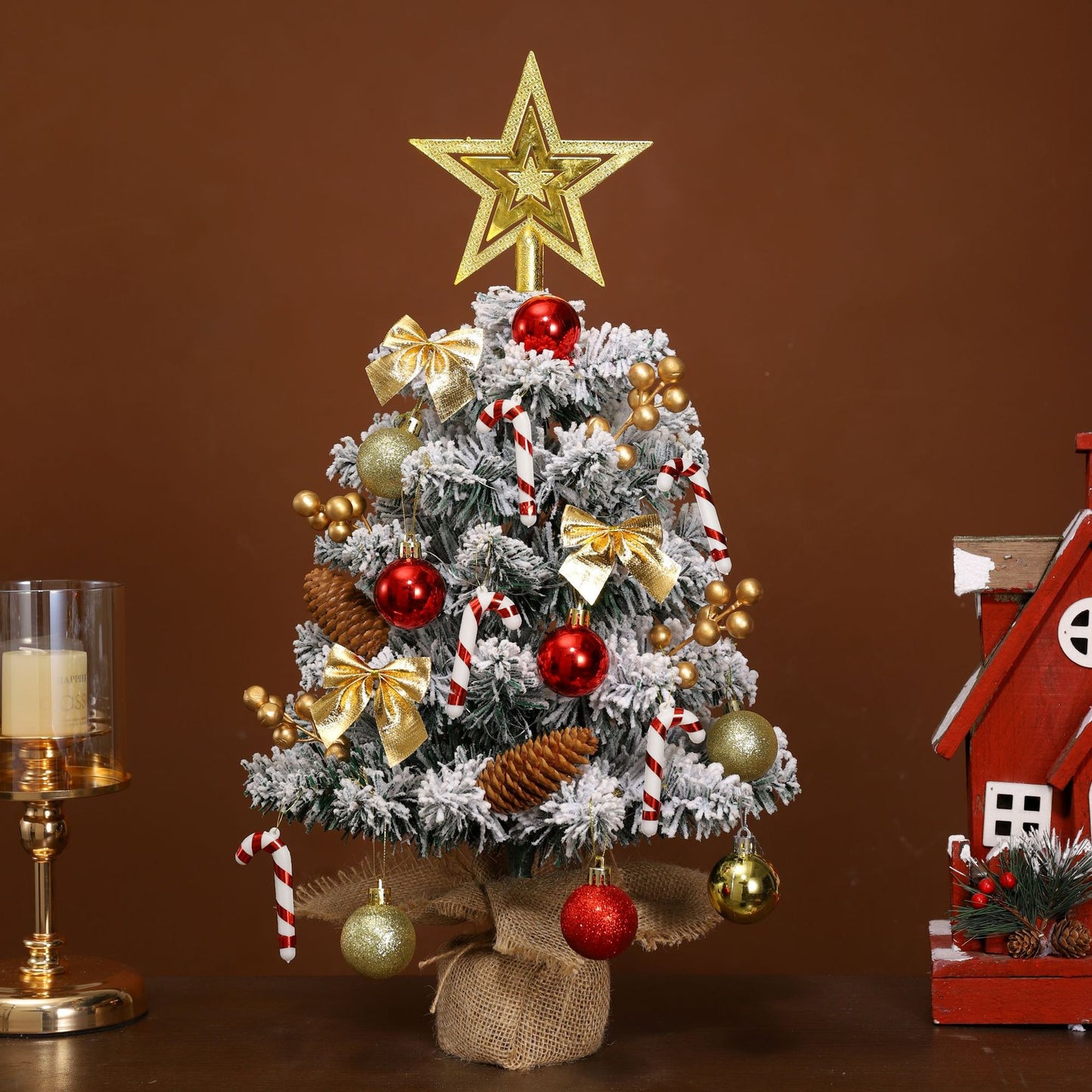 Christmas Tree Flocked Tree 45CM 60CM Christmas Office Desktop Ornament Christmas Decoration