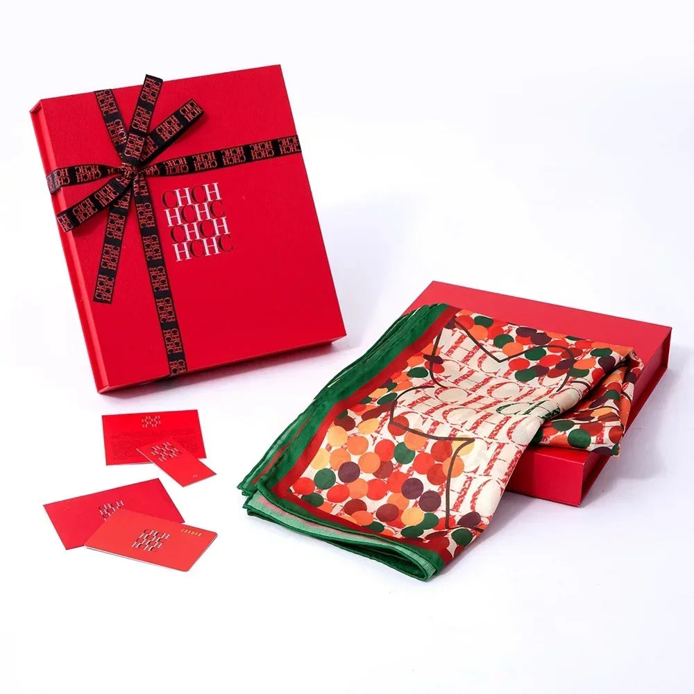 A Fashionable Style Silk Material 180-70cm Women's Silk Scarf Men's Decorative Sunshade Warm Lightweight Gift Box Packaging