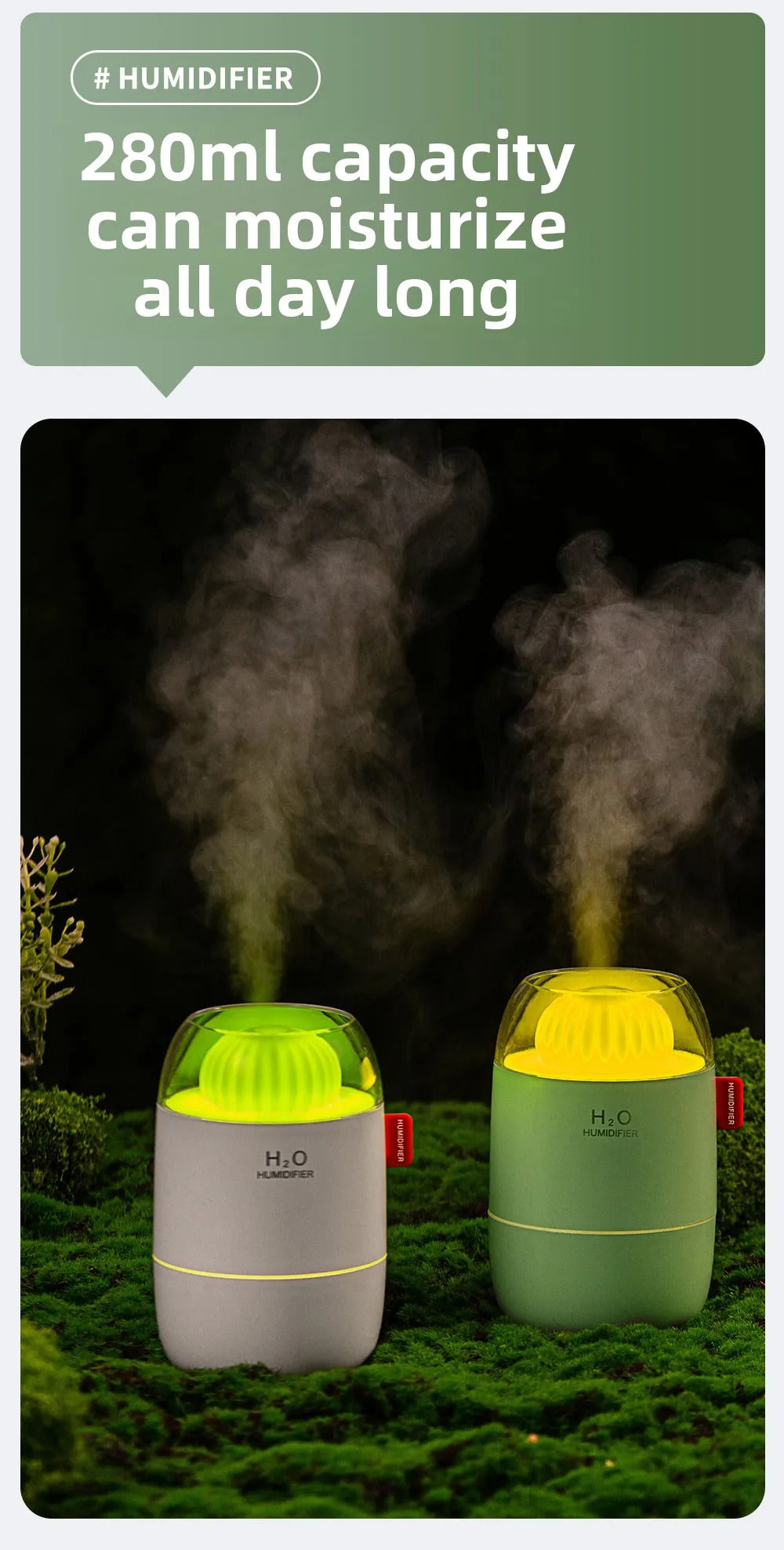 Creative Cactus Air Humidifier USB Electric 280ML Capacity Aroma Essential Oil Diffuser Color Lights Mist Spary for Home Bedroom