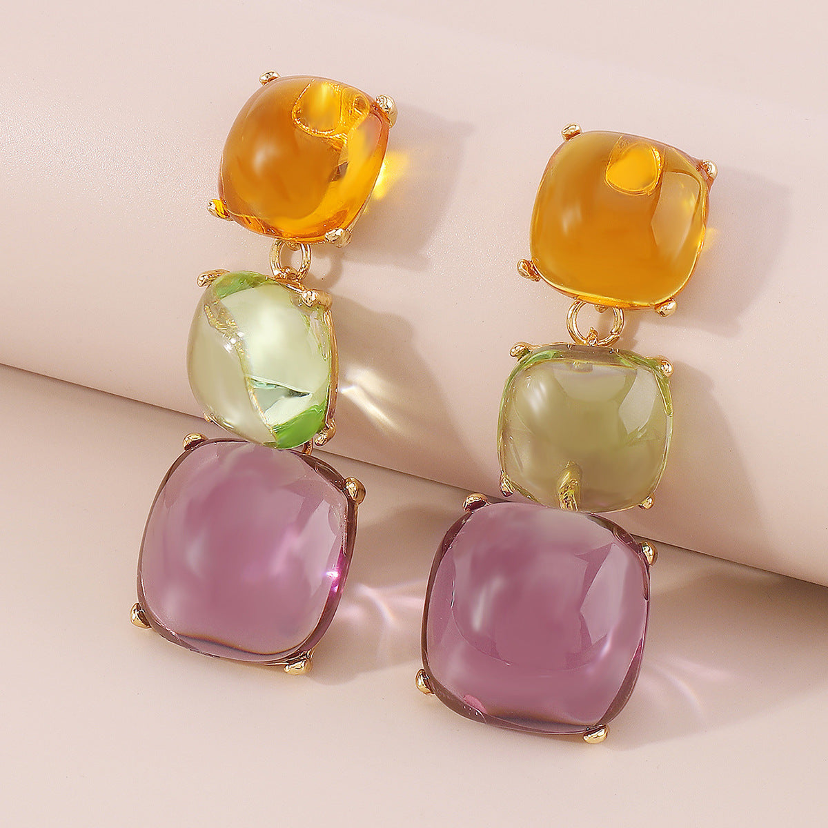 Trendy Accessories ZA Personality Fashion Exaggerated Geometric Resin Colorful Earrings Necklace