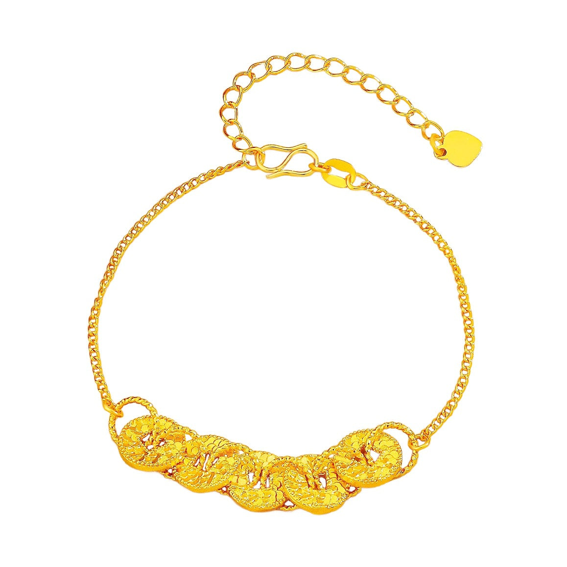 Crushed Ice Five Emperor Coins Bracelet for Women, Chinese Style Coin Design, Elegant and Versatile High-end Jewelry, Gift for Girlfriend