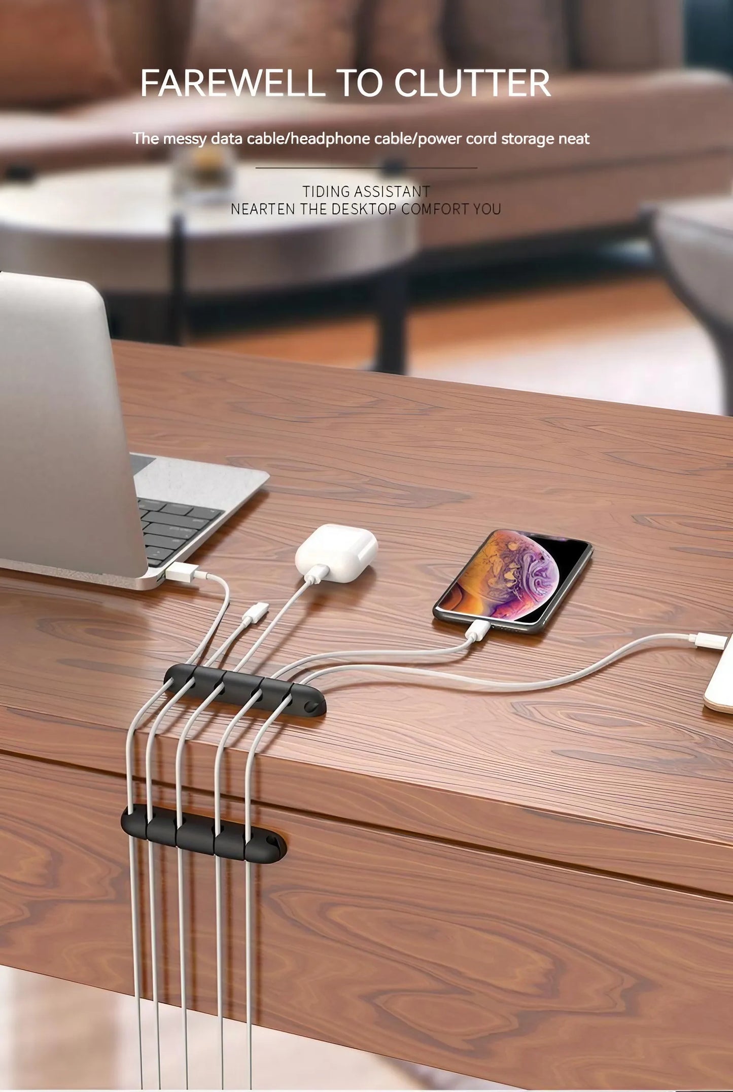 Cable Organizer Feel Free To Stick Multi-function Desktop USB Cable Organizer Wire Winder Silicone Tie Fixer Wire Management