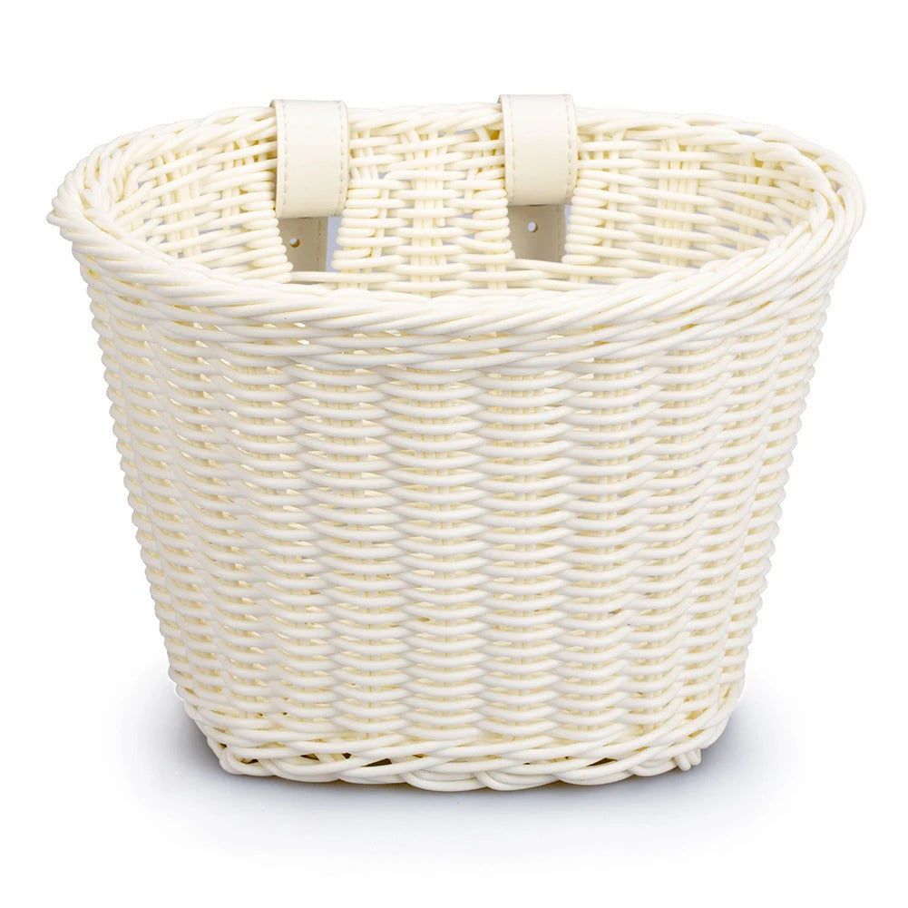 Front Handlebar Bicycle Basket Adjustable Traditional Bicycle Basket Multifunction Hand Woven Bike Basket for Kids Children Bike
